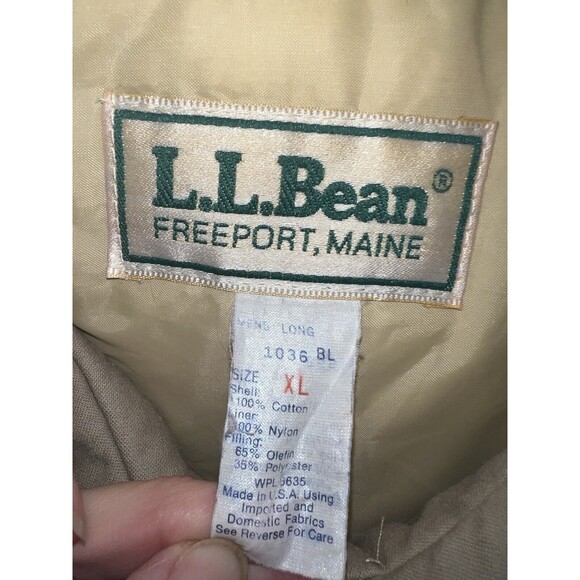 LL Bean Freeport Maine Insulated tan Bomber Jacket Mens Long XL Made in USA 90s - Picture 4 of 10